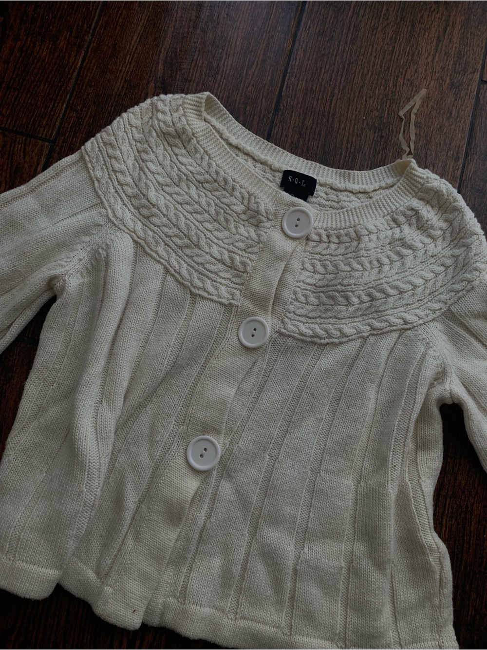 & Other Stories Cream Cable Yoke Button Cardigan